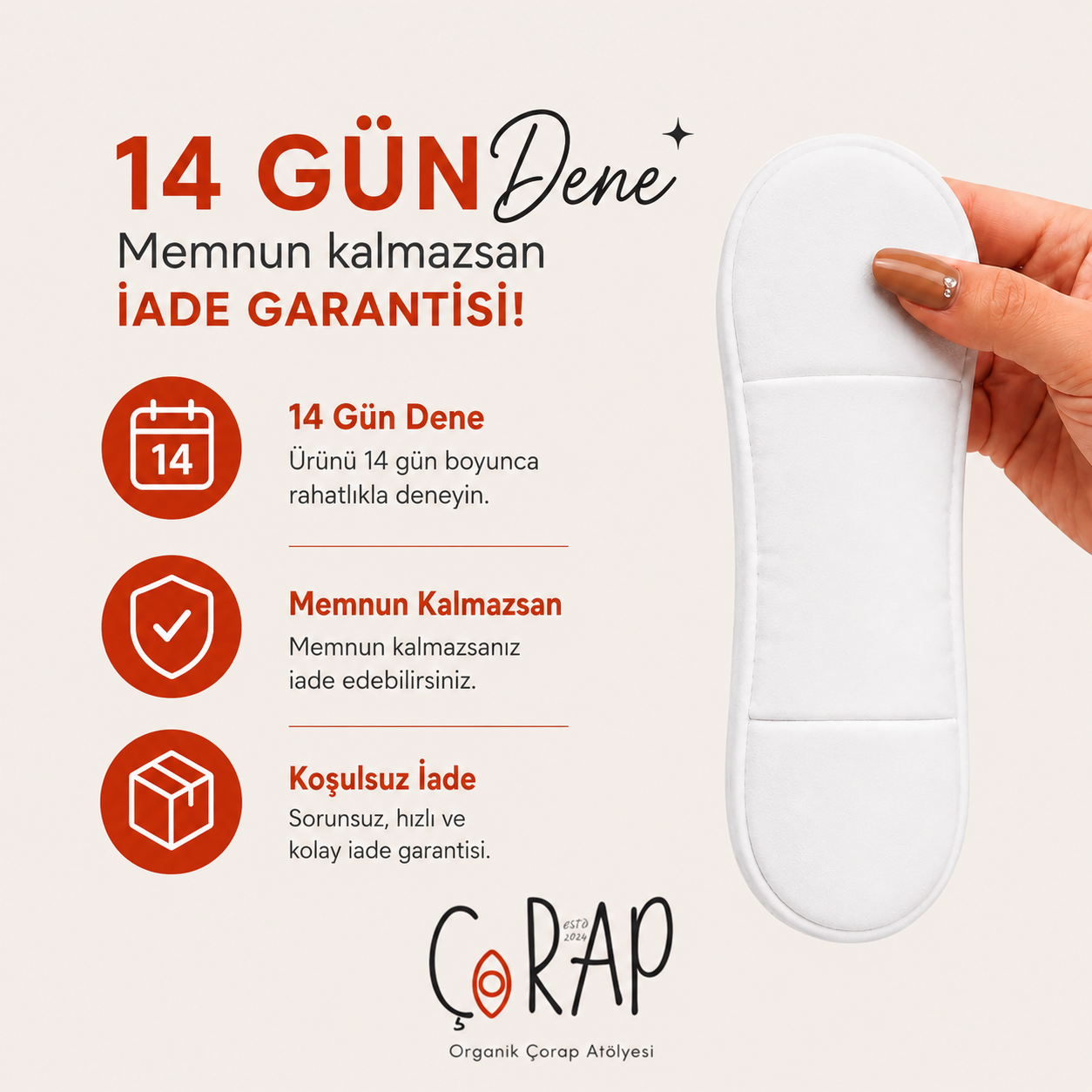 Ortopedik Yastıklı Destek Çorabı %100 Pamuk & Naturel Çorap