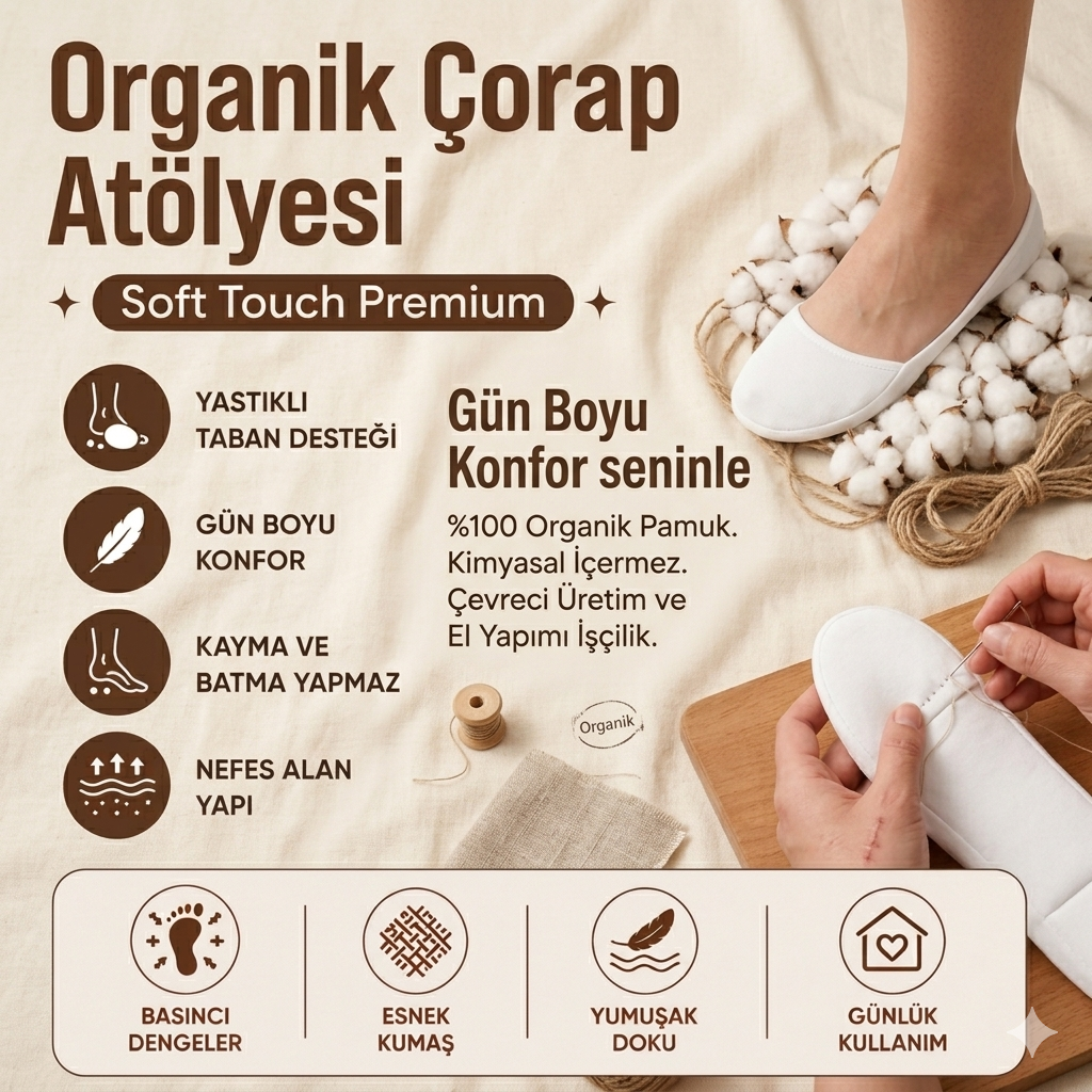 Ortopedik Yastıklı Destek Çorabı %100 Pamuk & Naturel Çorap