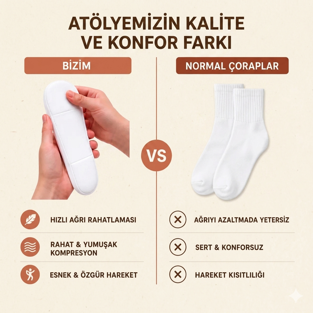 Ortopedik Yastıklı Destek Çorabı %100 Pamuk & Naturel Çorap