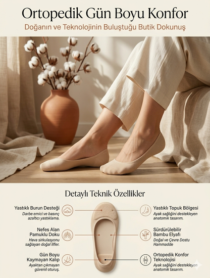 Ortopedik Yastıklı Destek Çorabı %100 Pamuk & Naturel Çorap